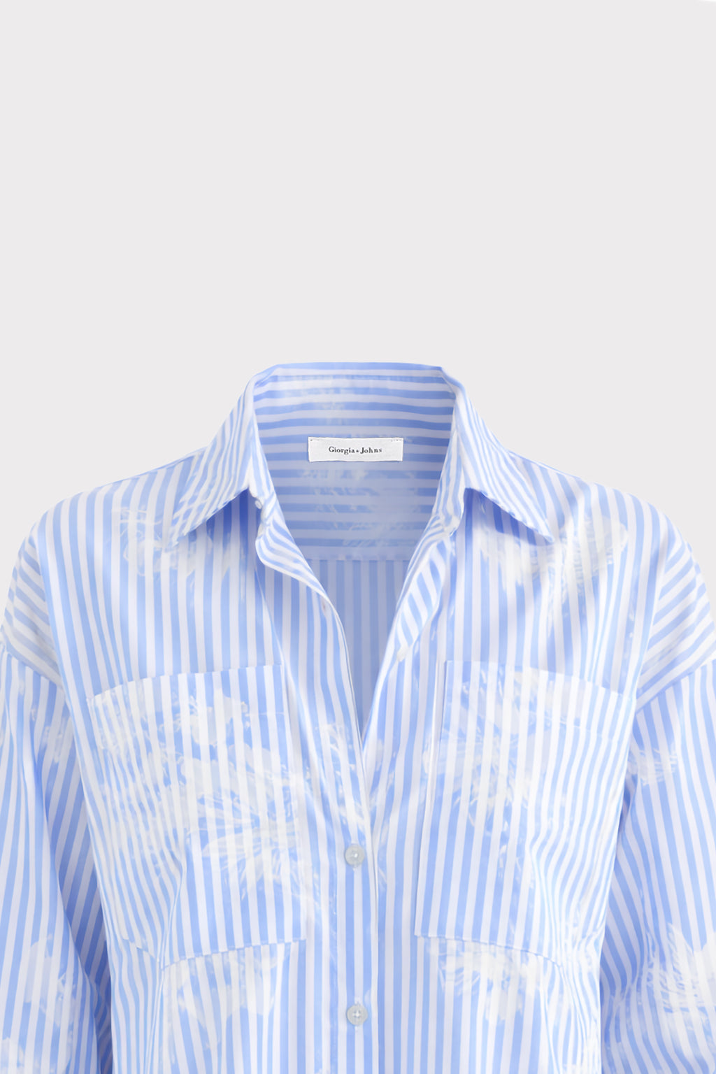 Camicia riga e stampa fiore