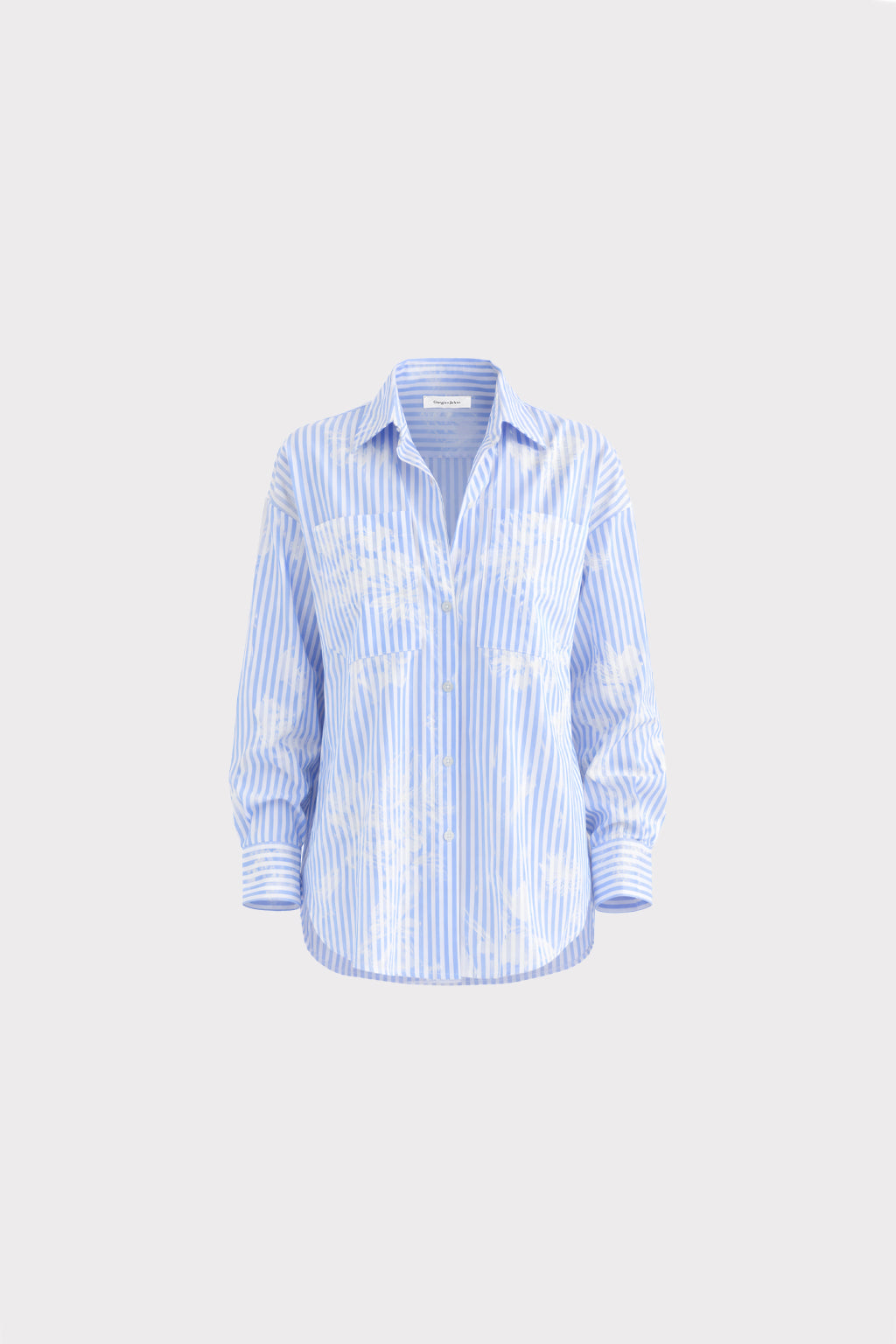 Camicia riga e stampa fiore