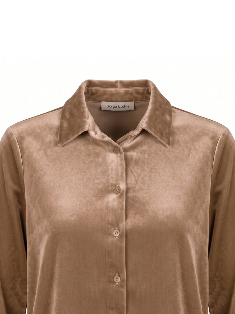 Camicia in velluto bordo in pizzo