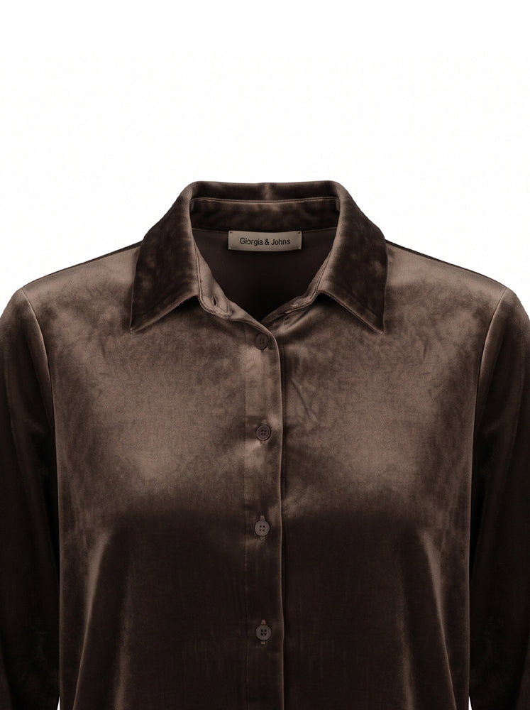 Camicia in velluto bordo in pizzo