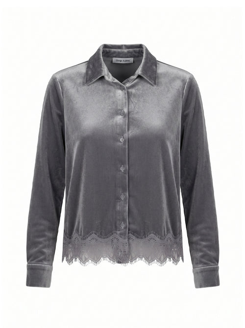Camicia in velluto bordo in pizzo