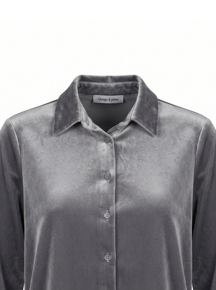Camicia in velluto bordo in pizzo