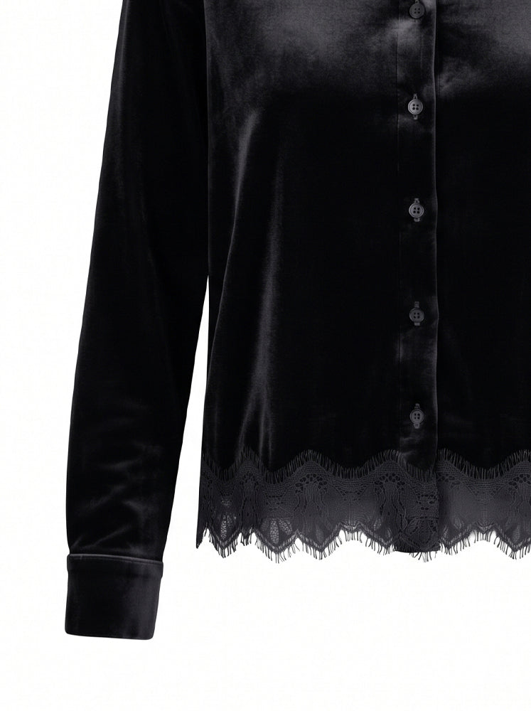 Camicia in velluto bordo in pizzo