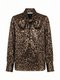 Camicia animalier satin con fiocco