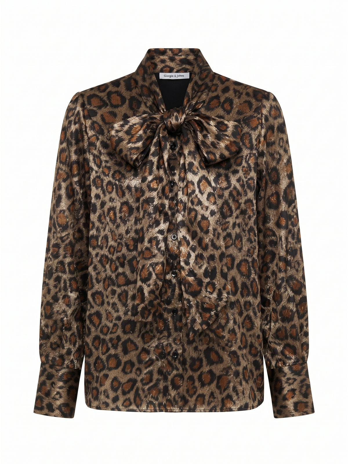 Camicia animalier satin con fiocco