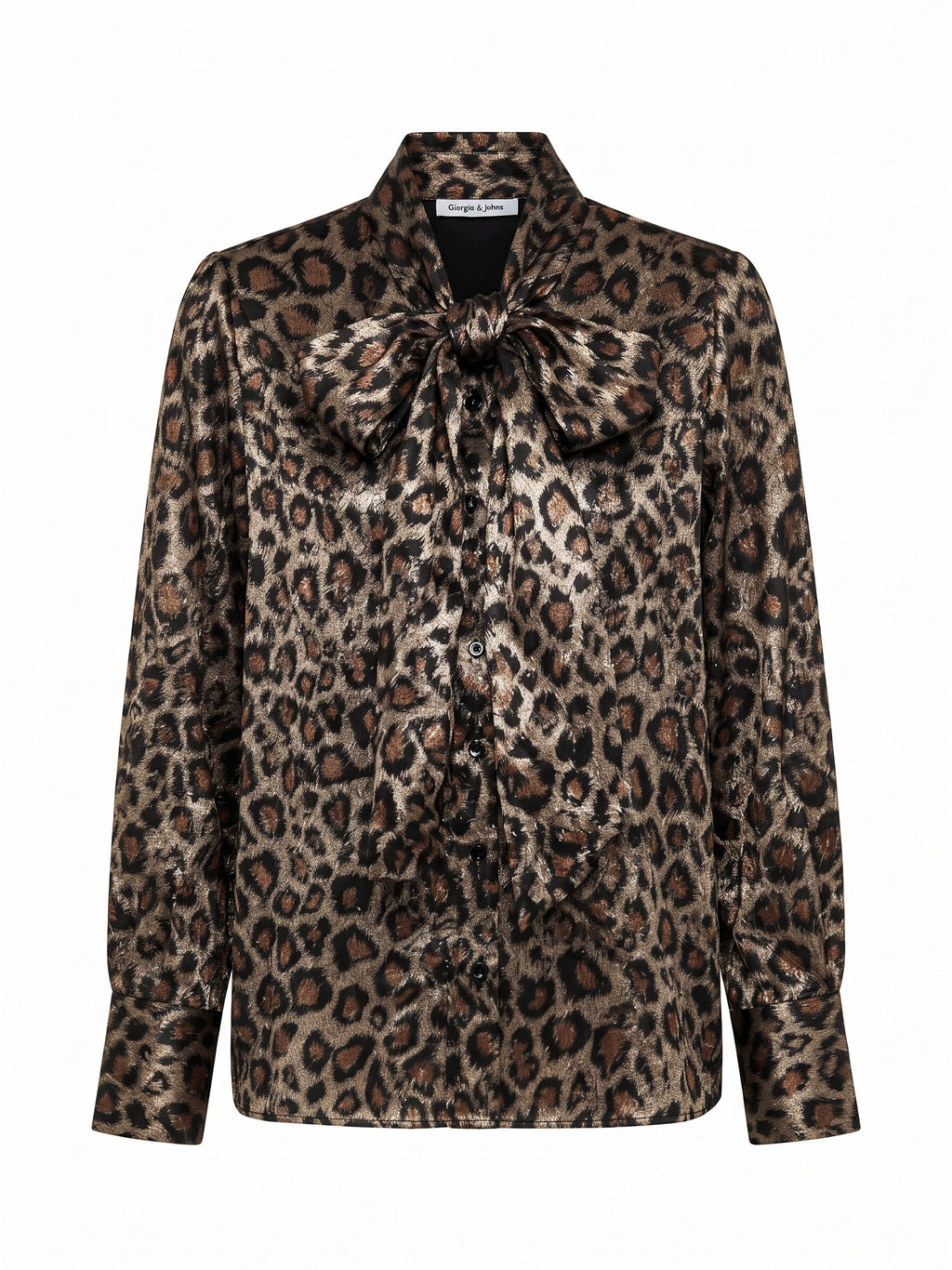 Camicia animalier satin con fiocco