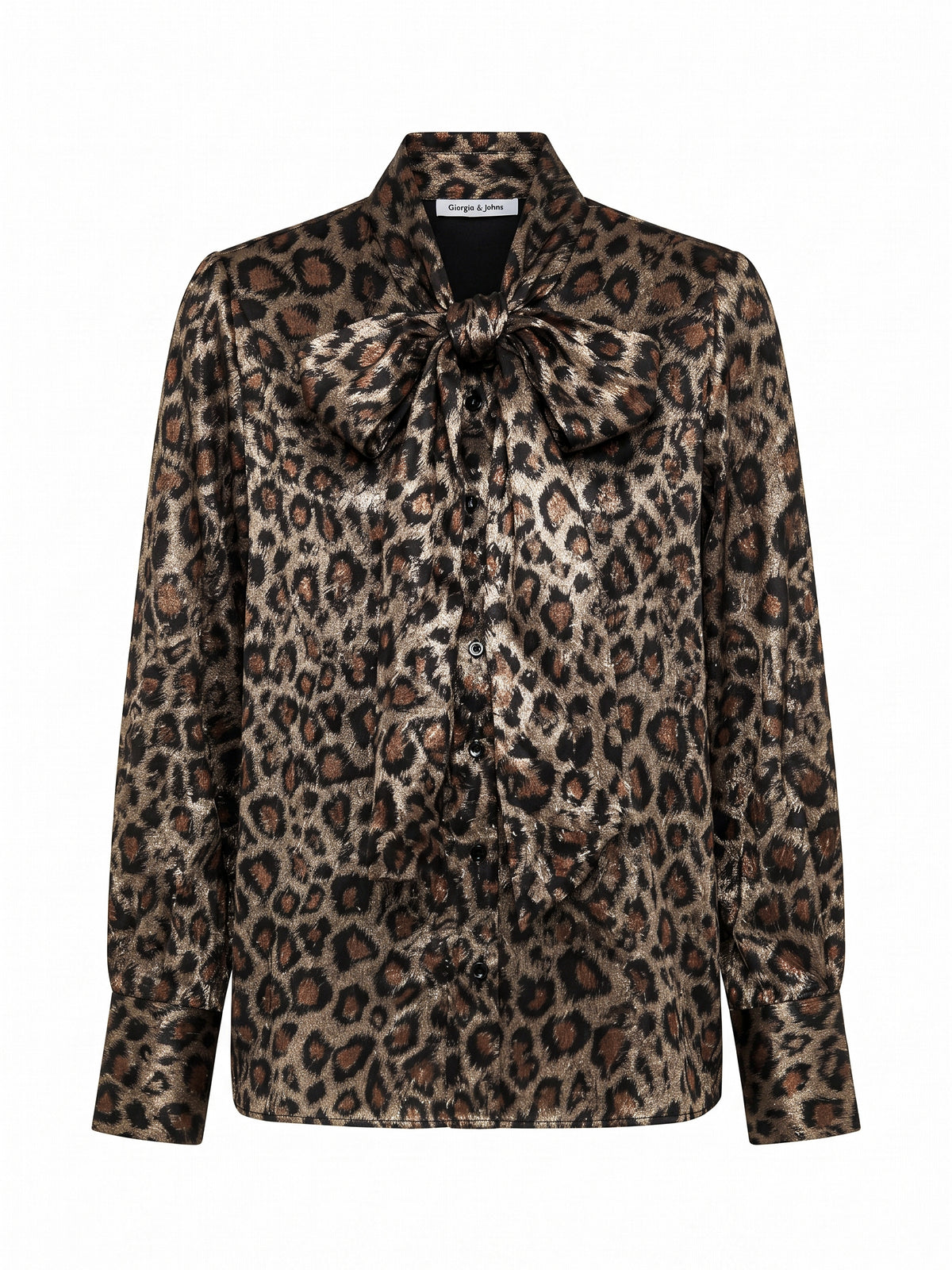 Camicia animalier satin con fiocco