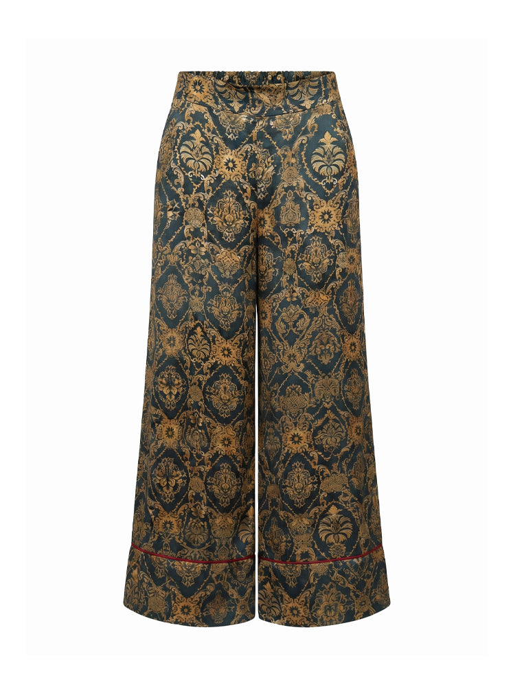 Pantaloni palazzo stampa damascata