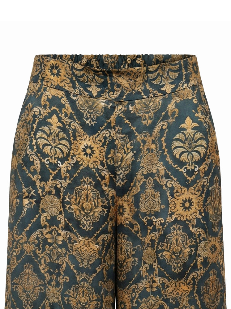 Pantaloni palazzo stampa damascata