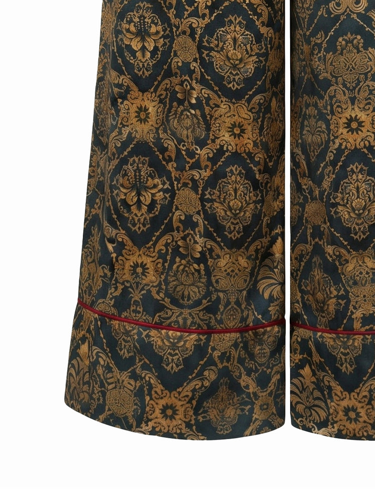 Pantaloni palazzo stampa damascata