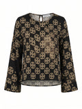 Blusa girocollo stampa medaglioni