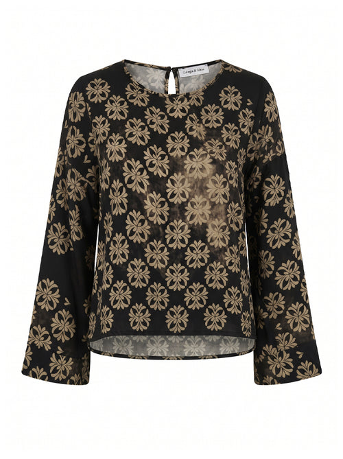 Blusa girocollo stampa medaglioni
