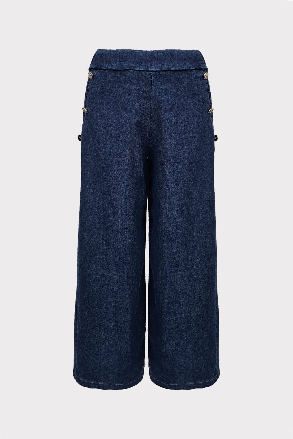 Jeans con bottoni fiori