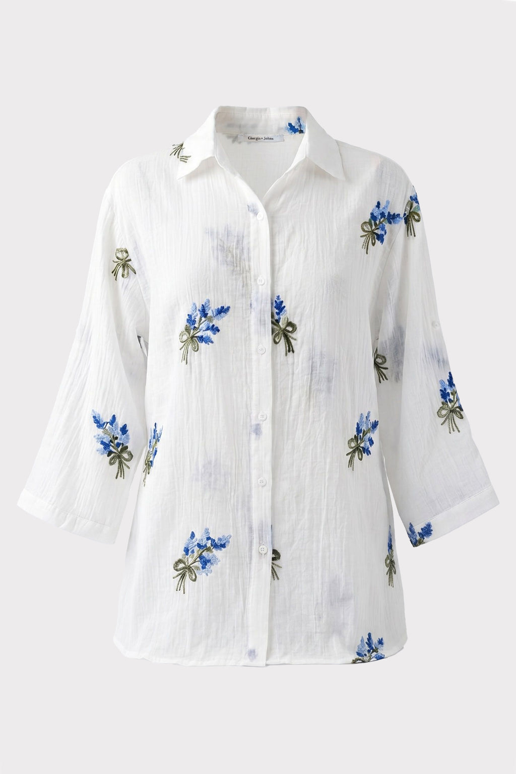 Camicia con ricami floreali