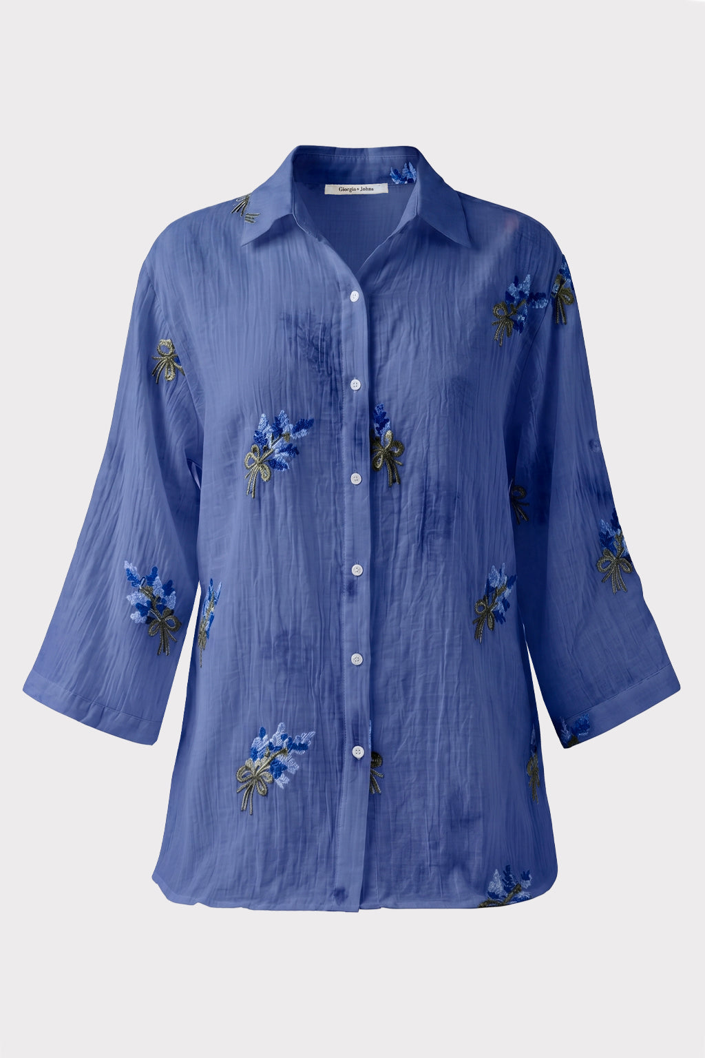 Camicia con ricami floreali