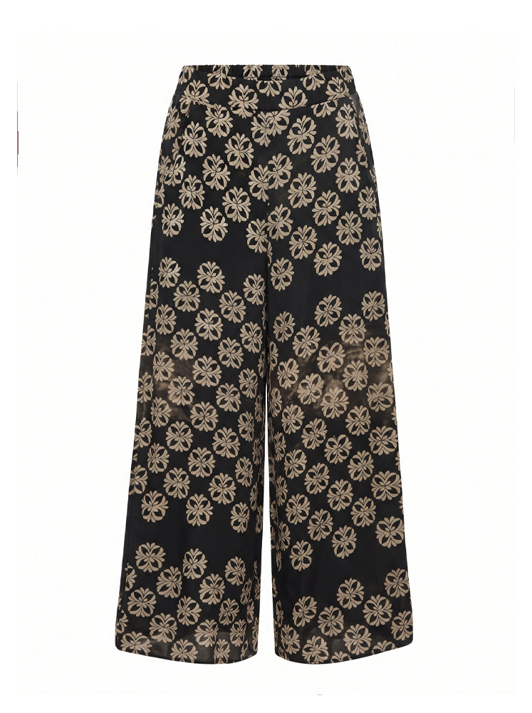 Pantaloni palazzo stampa medaglioni