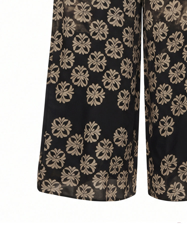 Pantaloni palazzo stampa medaglioni
