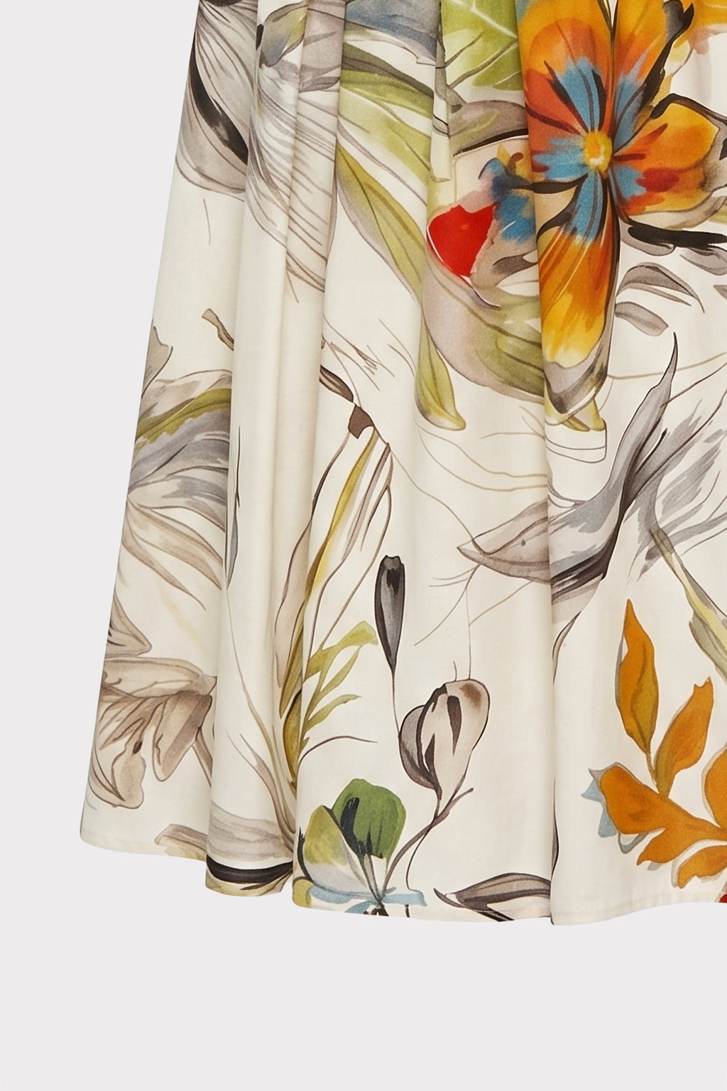 Abito midi stampa botanica con cintura