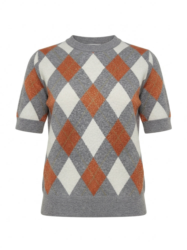 Pullover motivo a rombi con filo lurex