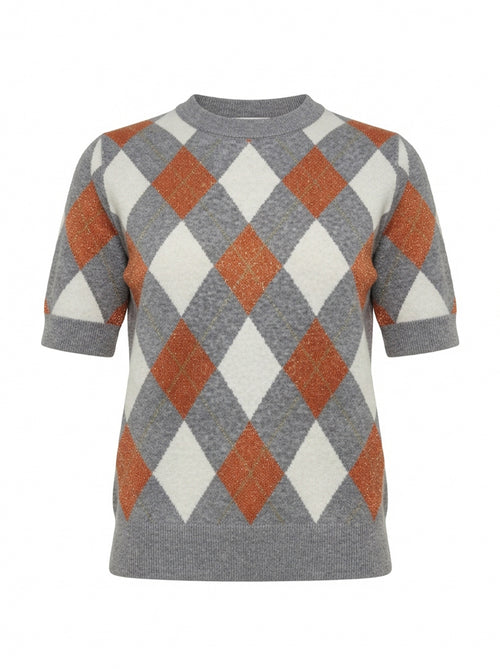 Pullover motivo a rombi con filo lurex