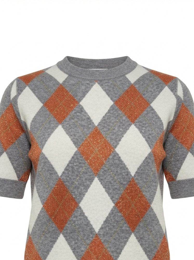 Pullover motivo a rombi con filo lurex