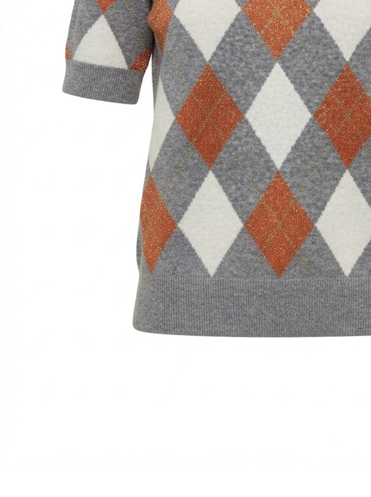 Pullover motivo a rombi con filo lurex