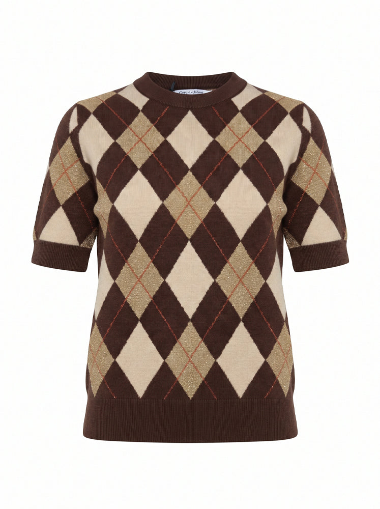Pullover motivo a rombi con filo lurex