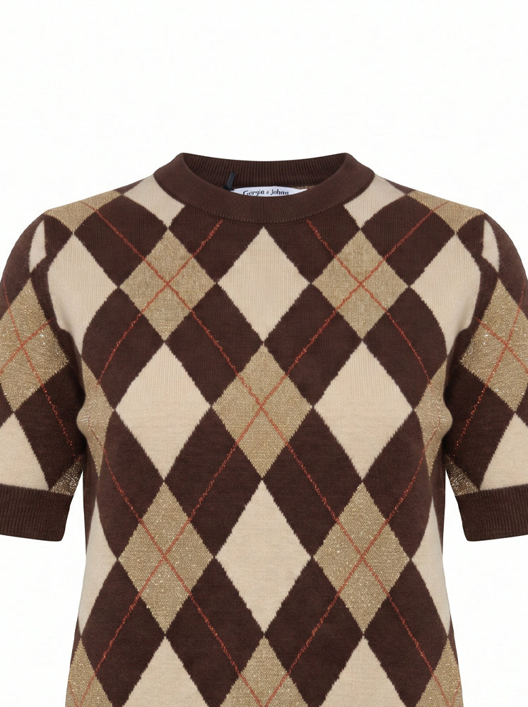 Pullover motivo a rombi con filo lurex