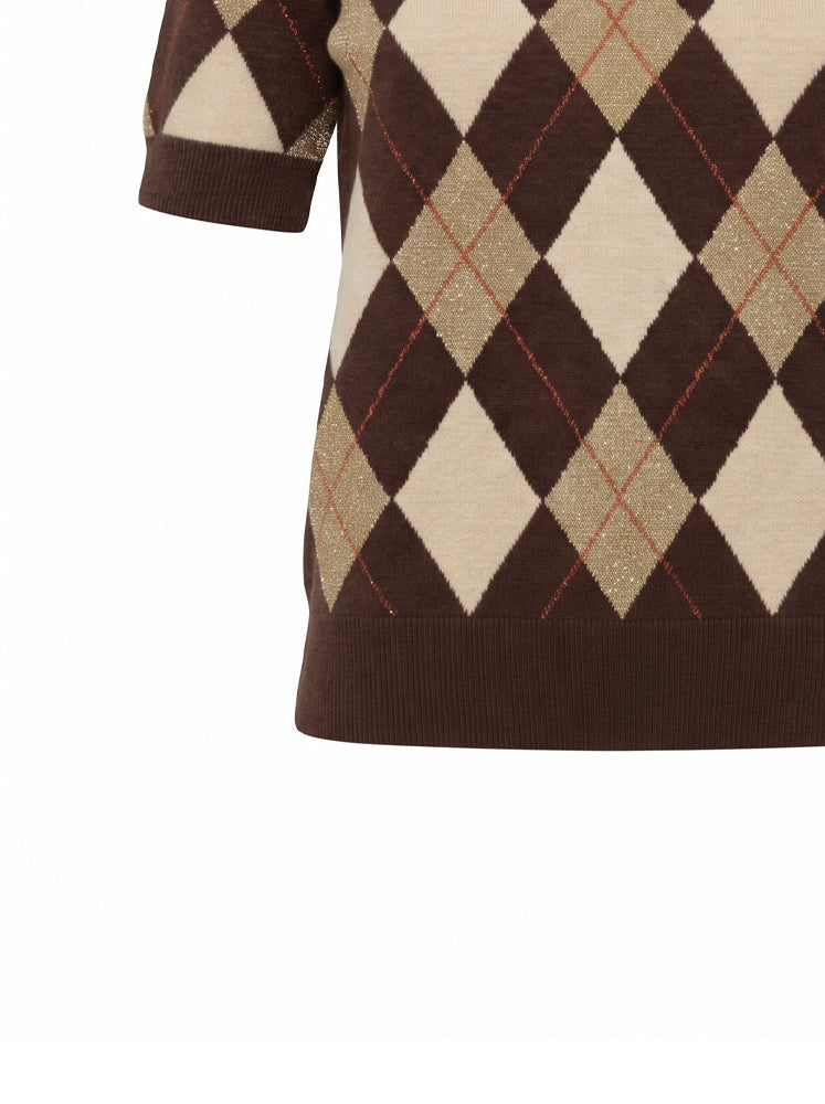 Pullover motivo a rombi con filo lurex
