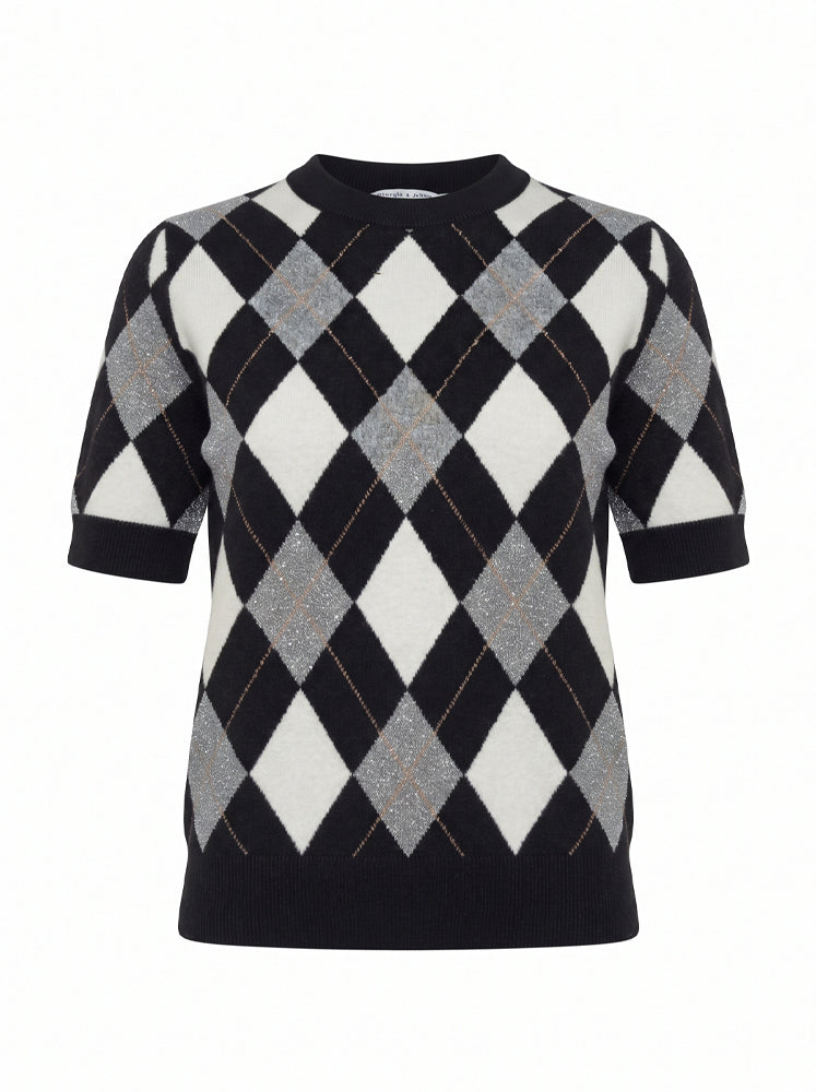 Pullover motivo a rombi con filo lurex