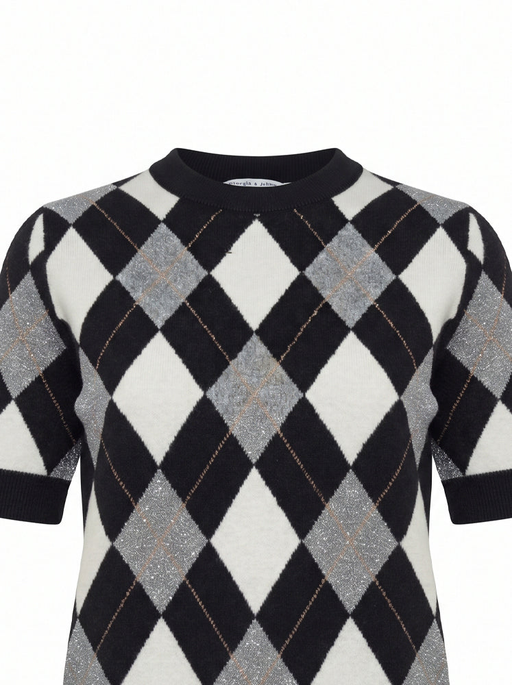 Pullover motivo a rombi con filo lurex
