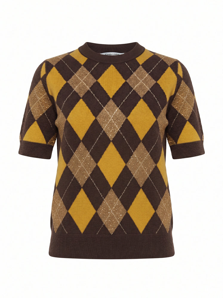 Pullover motivo a rombi con filo lurex