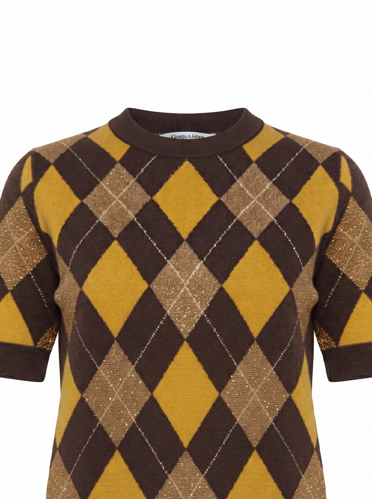 Pullover motivo a rombi con filo lurex