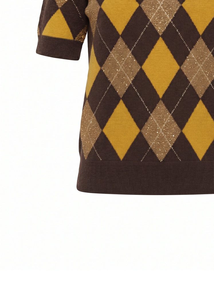 Pullover motivo a rombi con filo lurex