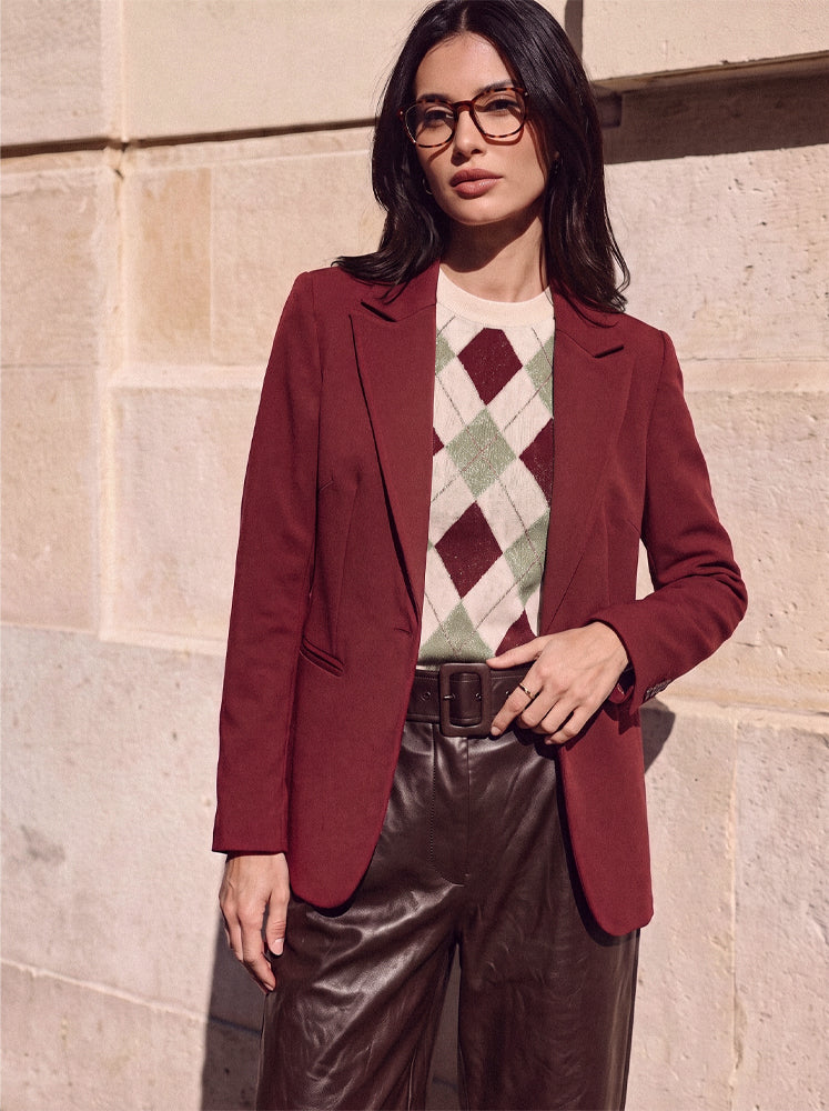 Pullover motivo a rombi con filo lurex