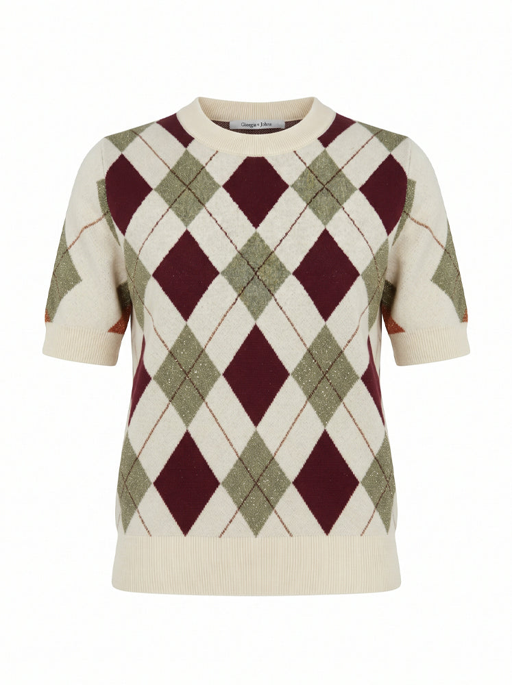 Pullover motivo a rombi con filo lurex