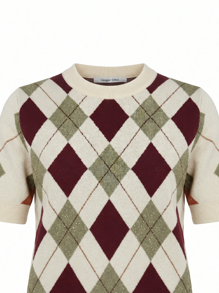 Pullover motivo a rombi con filo lurex