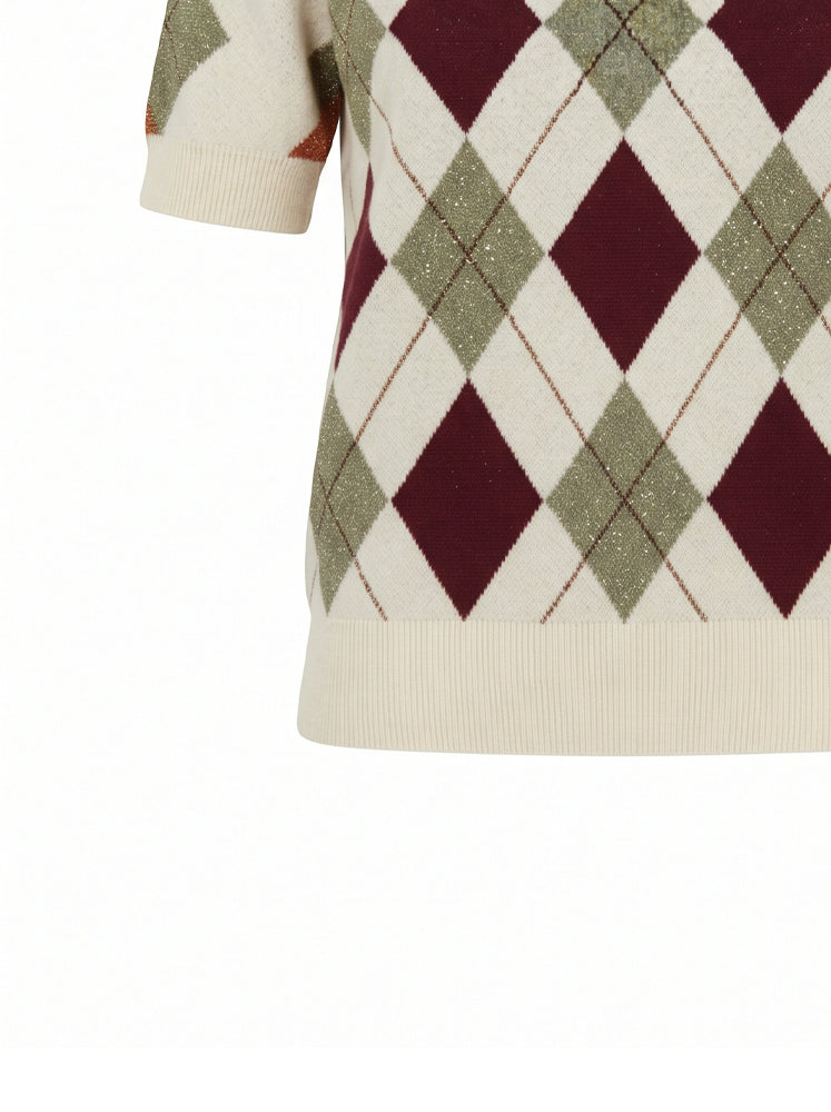 Pullover motivo a rombi con filo lurex