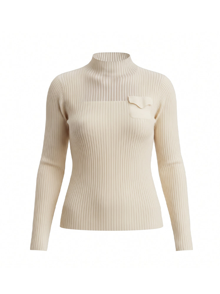 Maglia a costine con taschino