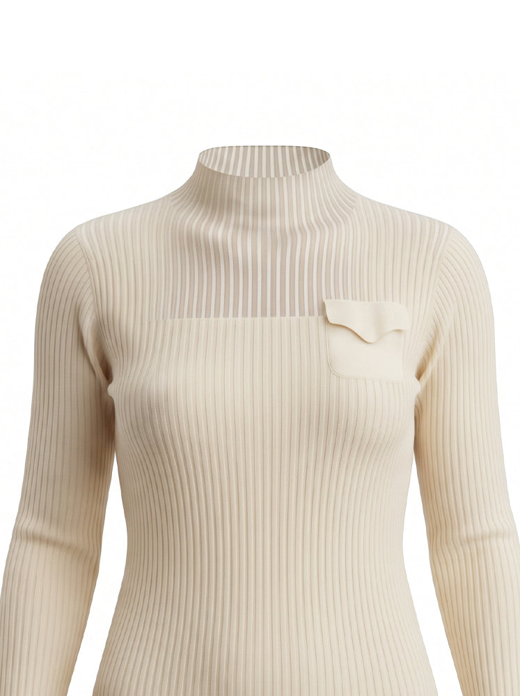 Maglia a costine con taschino