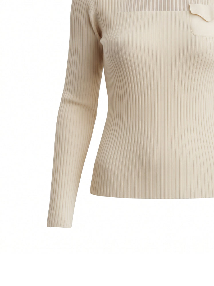 Maglia a costine con taschino