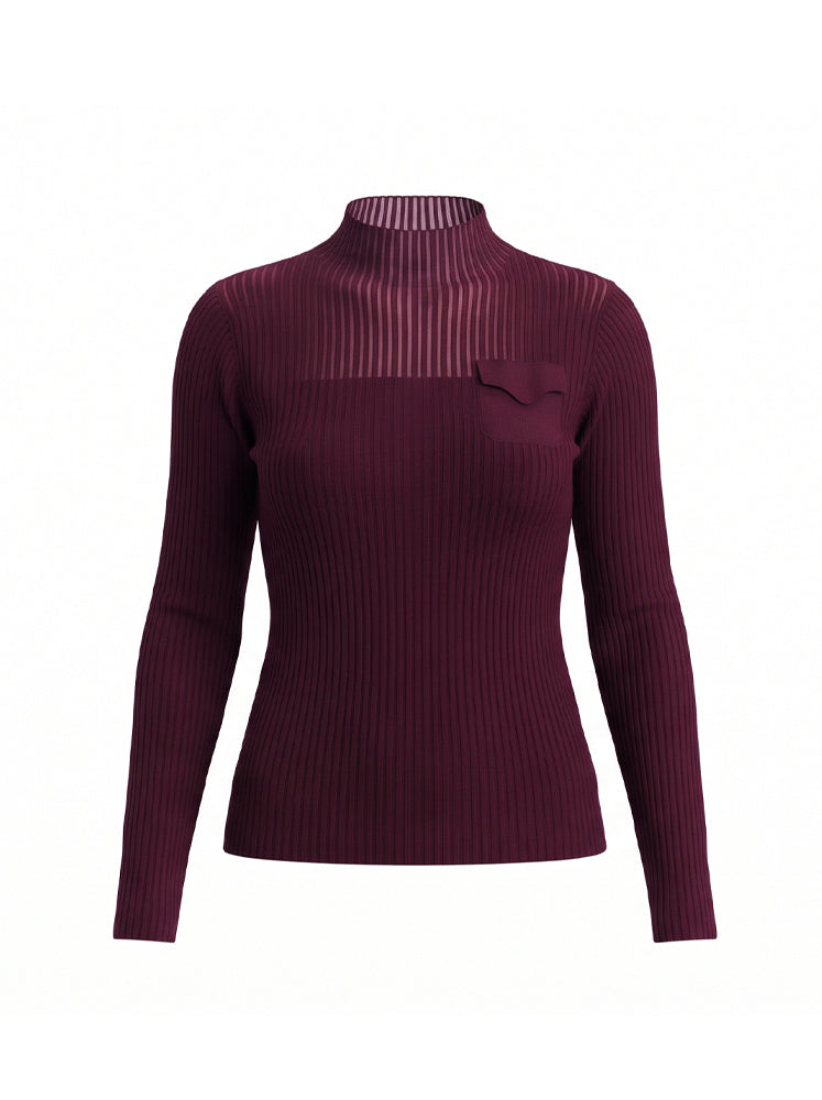 Maglia a costine con taschino