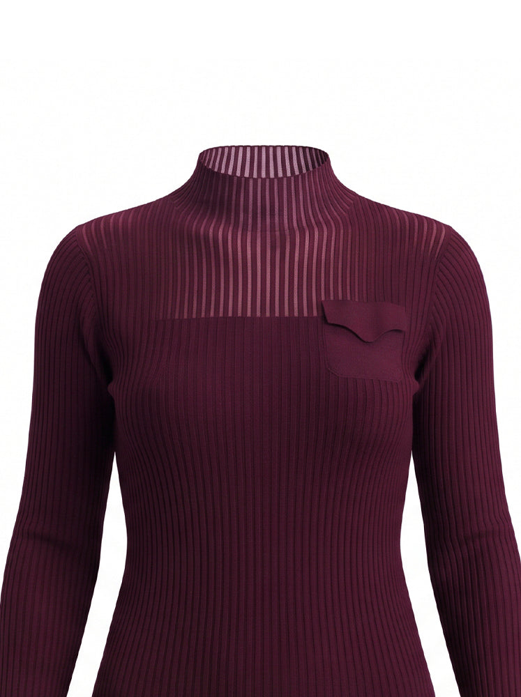 Maglia a costine con taschino