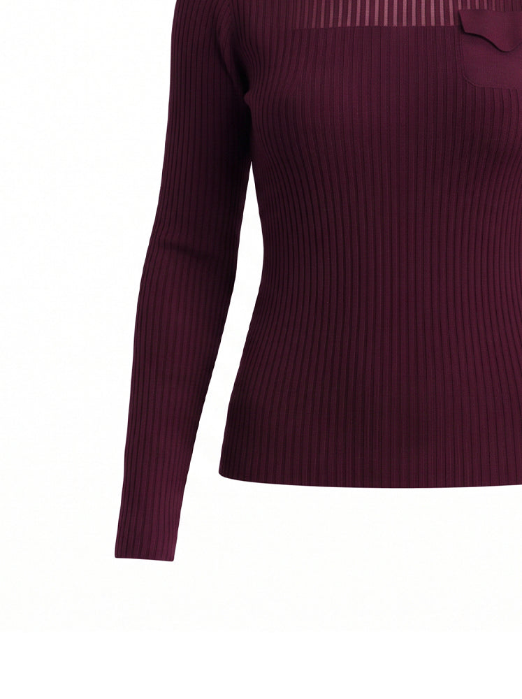 Maglia a costine con taschino