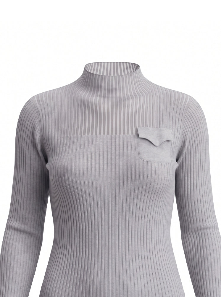 Maglia a costine con taschino