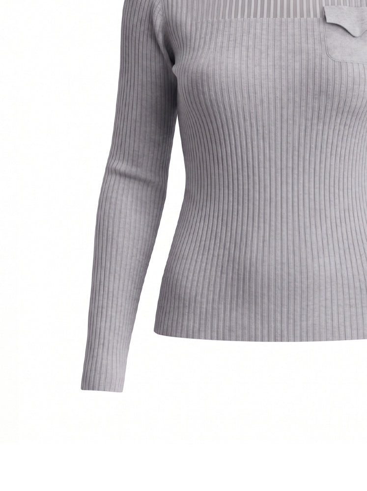 Maglia a costine con taschino
