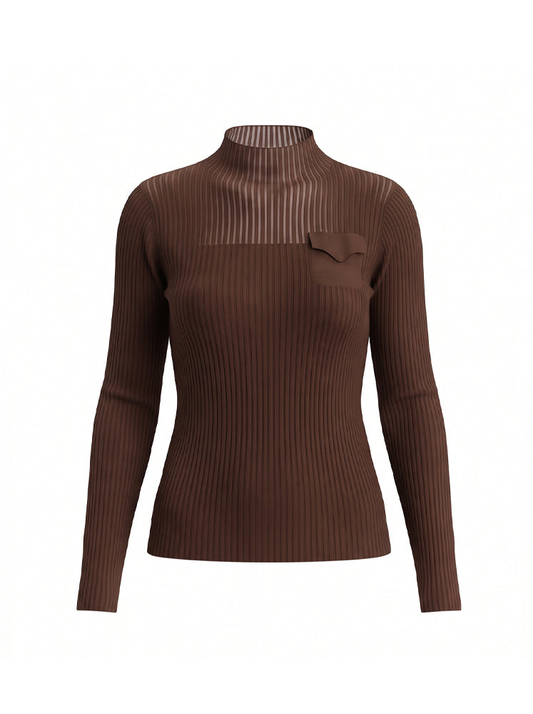 Maglia a costine con taschino