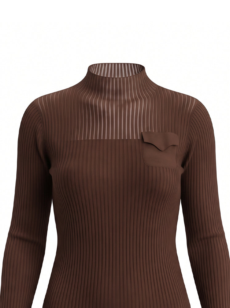 Maglia a costine con taschino