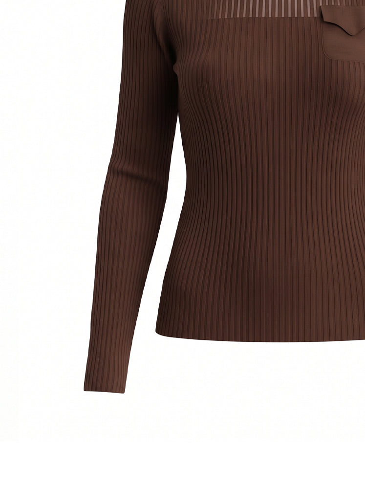 Maglia a costine con taschino