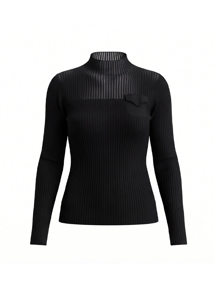 Maglia a costine con taschino